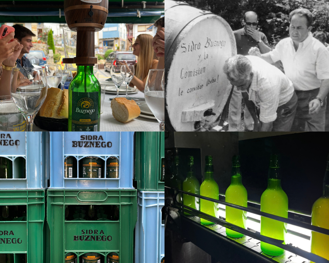 FEED Mesa de amigos compartiendo una botella de Sidra Buznego